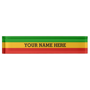 RASTAFARI FLAG COLORS + your text Nameplate
