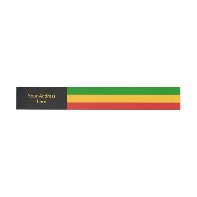 RASTAFARI FLAG COLORS + your text Wraparound Address Label (Individual)