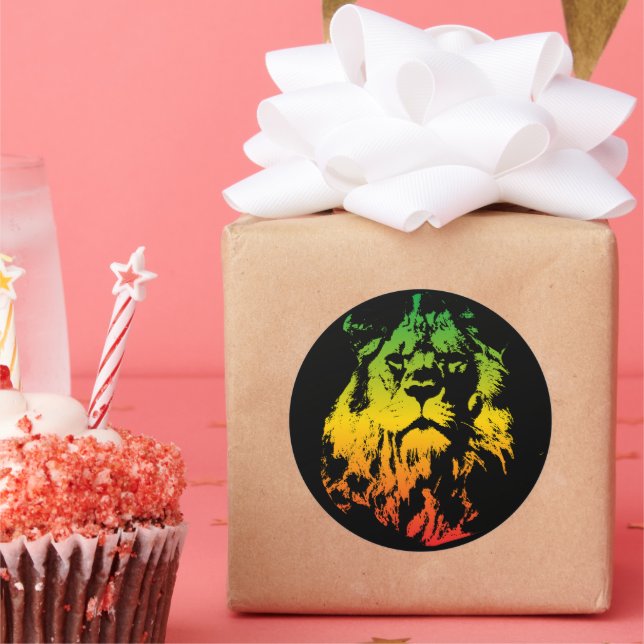 Rastafari Flag Coloured Lion of Judah Classic Round Sticker (Party)