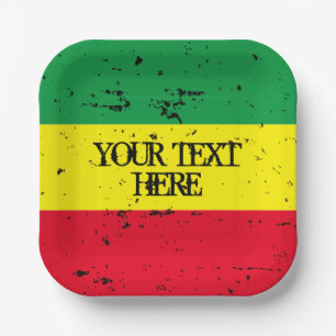 Rastafari flag reggae theme custom paper plates