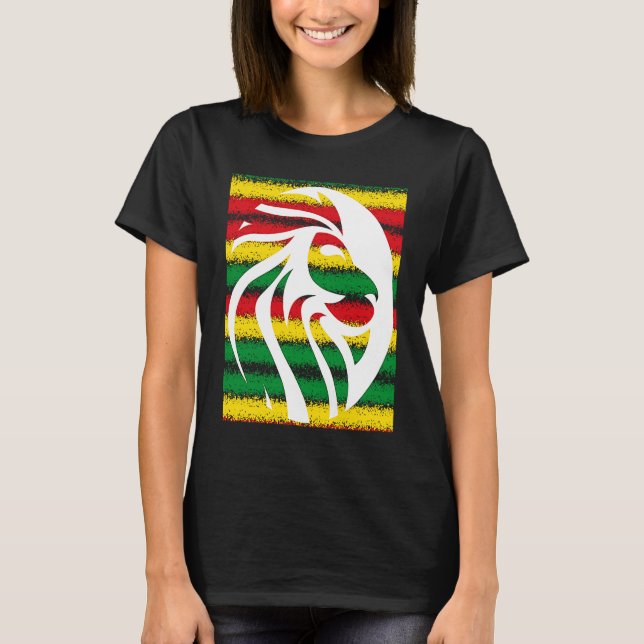 Rastafari Lion Head Jamaica Souvenir Rasta Roots R T-Shirt (Front)