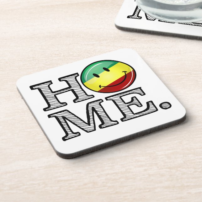 Rastafari Pride Smiling Flag Housewarming Coaster (Left Side)