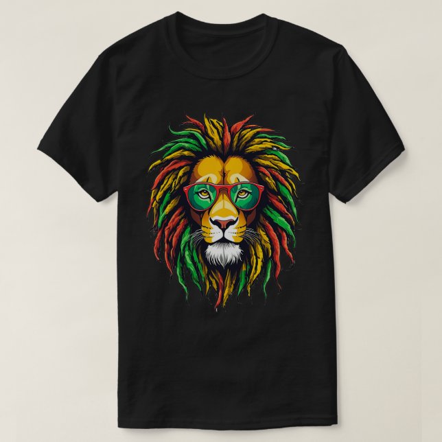 Rastafari Rasta Reggae Lion Sunglasses   2  T-Shirt (Design Front)