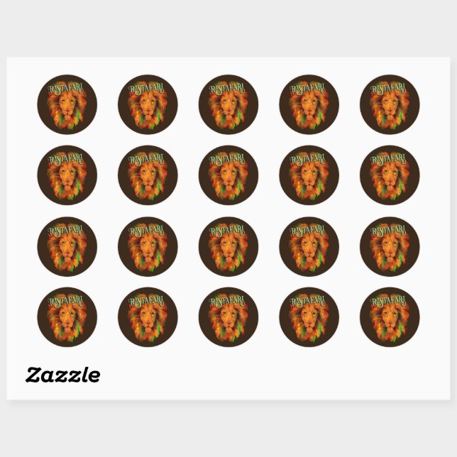 Rastafari (Rastafarian Reggae Lion) Classic Round Sticker (Sheet)