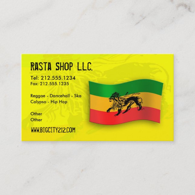 Rastafarian Editable Business Card (Front)