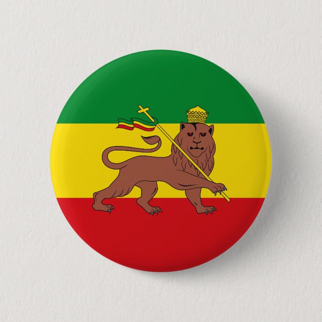 Rastafarian Flag of Ethiopia Lion of Judah Postcar 6 Cm Round Badge (Front)