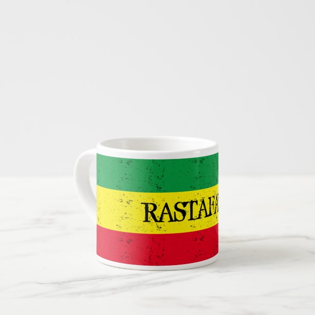 Rastafarian flag personalised espresso coffee cup (Front Left)