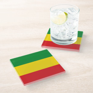 Rastafarian Flag Rasta Ethiopian Glass Coaster