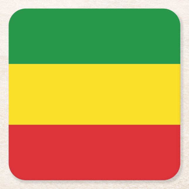 Rastafarian Flag Rasta Ethiopian Square Paper Coaster (Front)