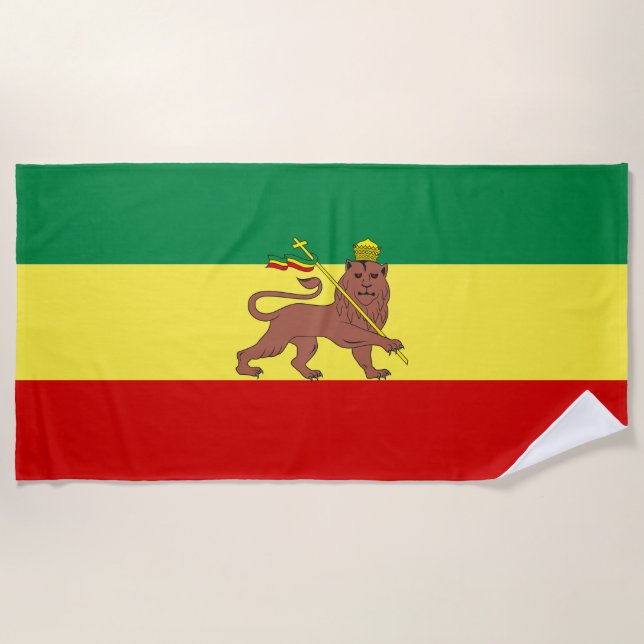 Rastafarian Flag (Rastafarianism) (Rasta) Beach Towel (Front)