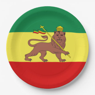 Rastafarian Flag (Rastafarianism) (Rasta) Paper Plate