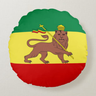 Rastafarian Flag (Rastafarianism) (Rasta) Round Cushion