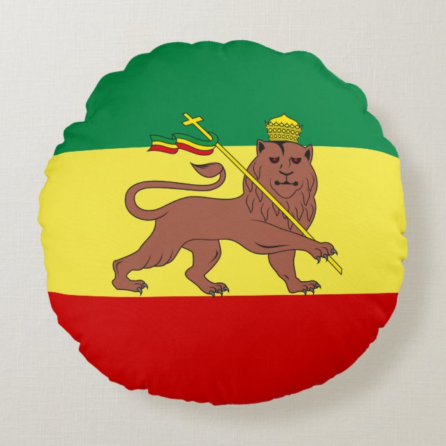 Rastafarian Flag (Rastafarianism) (Rasta) Round Cushion (Front)