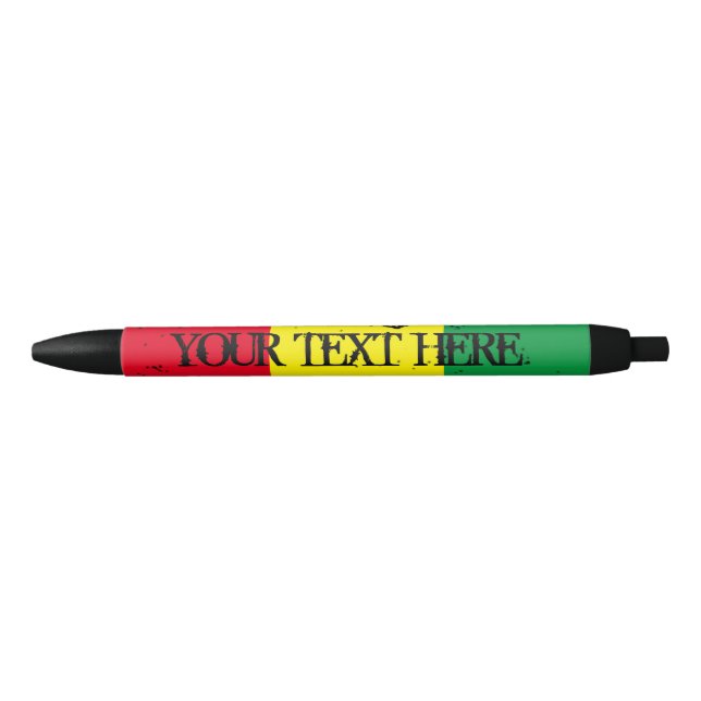 Rastafarian flag reggae music personalised black ink pen (Front)