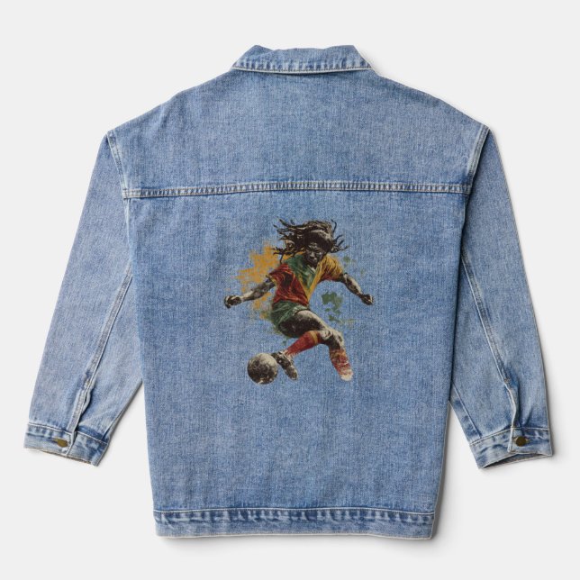 Rastafarian football player denim jacket (Back)
