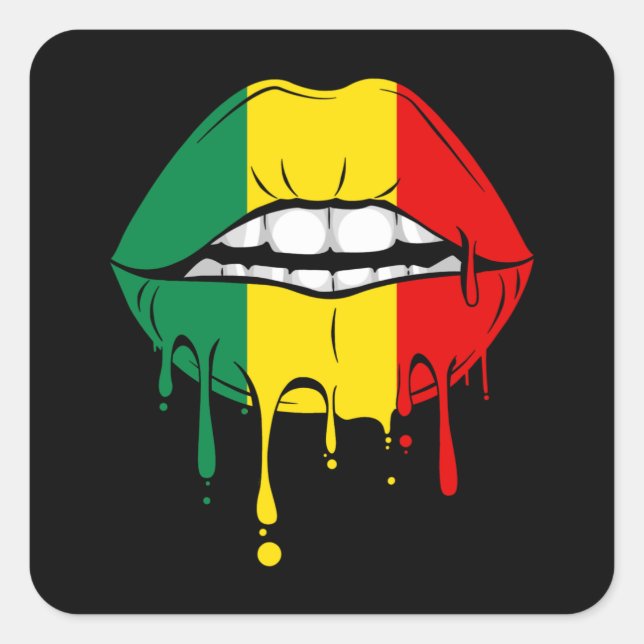 Rastafarian Jamaica Lips Square Sticker (Front)