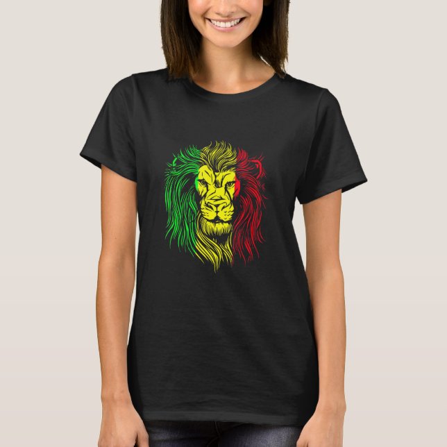 Rastafarian Lion Mandala Reggae Music Jamaica Rast T-Shirt (Front)