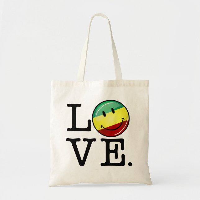 Rastafarian Love Happy Rasta Flag Tote Bag (Front)