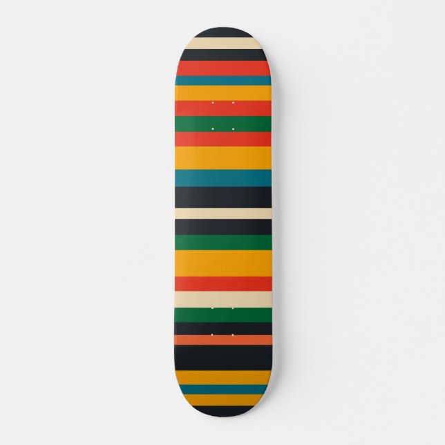 Rastafarian Multi Colour Modern Stripes Pattern Skateboard (Front)