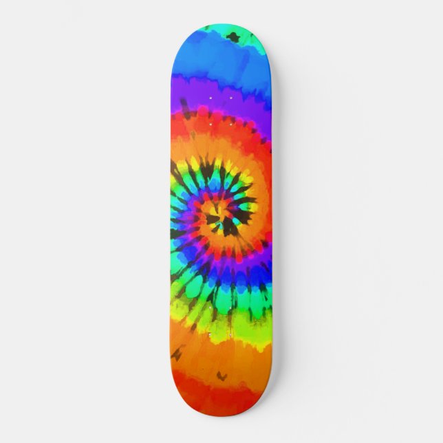 Rastafarian Neon Coloured Tie Dye Spiral Skateboard (Front)