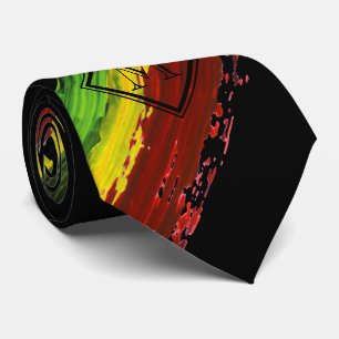 Rastafarian Paint Strokes Black Monogram One Side Tie