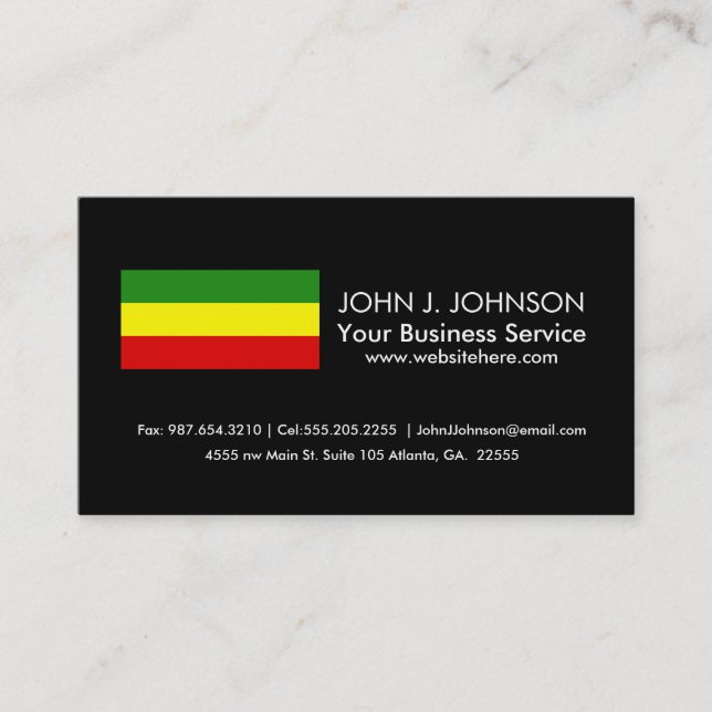Rastafarian Pride Flag Business Card (Front)