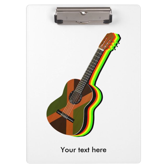 Rastafarian Reggae Guitar Jamaican Flag Clipboard (Front)