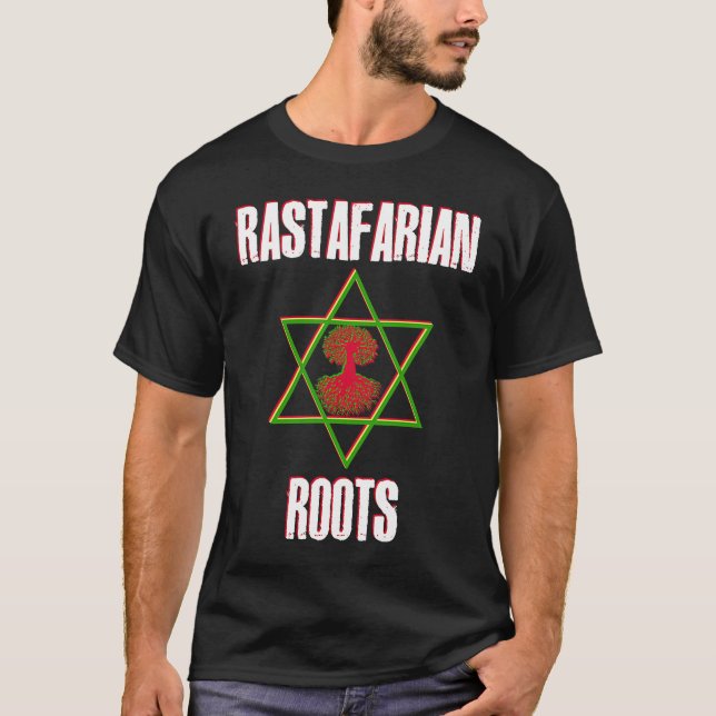 Rastafarian Roots  Jah Guide Bless Up Rasta T-Shirt (Front)