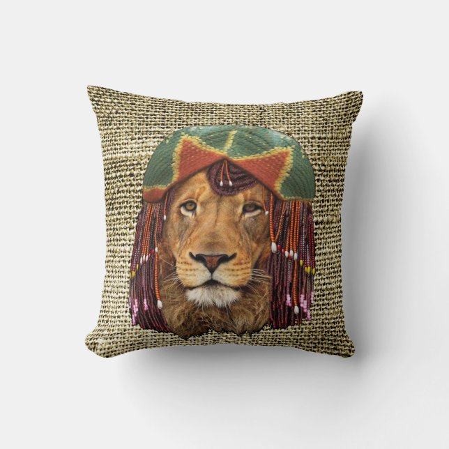 Rastafarian-wildlife lion humour design - Wildlife Cushion (Front)