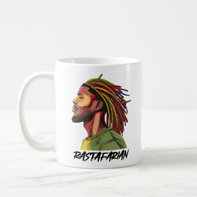 Rastafarian with colour dreadlocks coffee mug (Left)