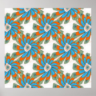 Raster Floral Abstract Textile Print