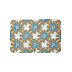 Raster Floral Abstract Textile Print Bath Mat