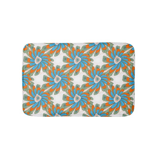 Raster Floral Abstract Textile Print Bath Mat (Front)