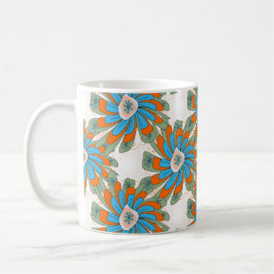Raster Floral Abstract Textile Print Coffee Mug