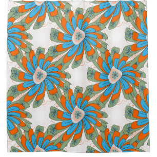 Raster Floral Abstract Textile Print Shower Curtain