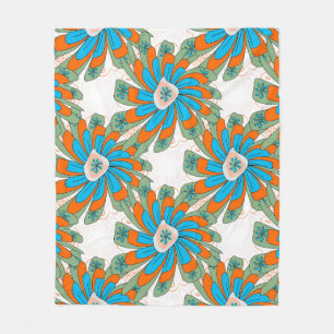 Raster floral pattern with abstract flowers. Abstr Fleece Blanket