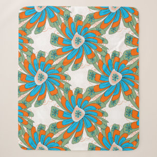 Raster floral pattern with abstract flowers. Abstr Sherpa Blanket