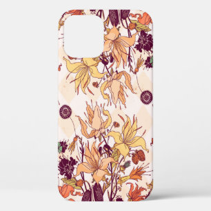 Raster illustration. Light flower pattern on colou iPhone 12 Case
