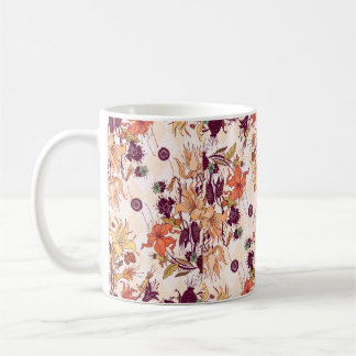 Raster illustration. Light flower pattern on colou Coffee Mug