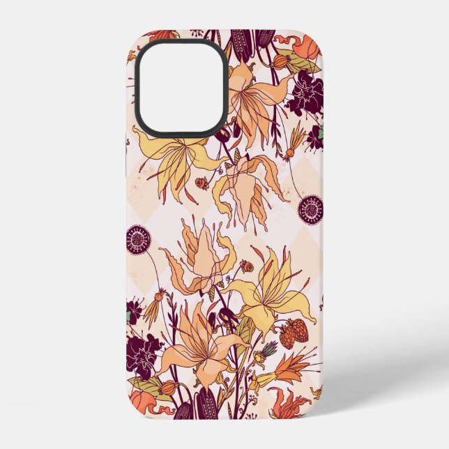 Raster illustration. Light flower pattern on colou iPhone Case (Back)