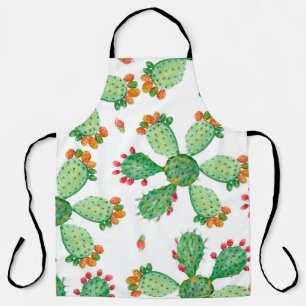 Raster watercolor seamless cactus set background. apron