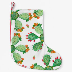 Raster watercolor seamless cactus set background.  small christmas stocking