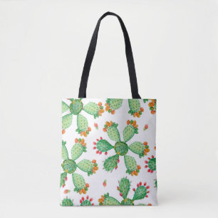 Raster watercolor seamless cactus set background. tote bag