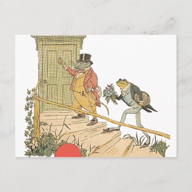 Rat and Frog in Tuxedo"s Delivering Flowers Postcard (Front)