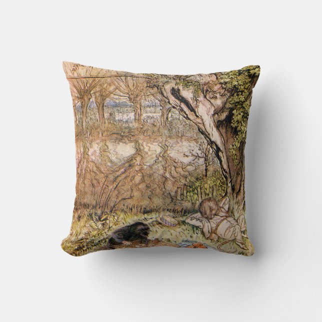 Rat And Mole Have A Picnic - Arthur Rackham Cushion (Front)