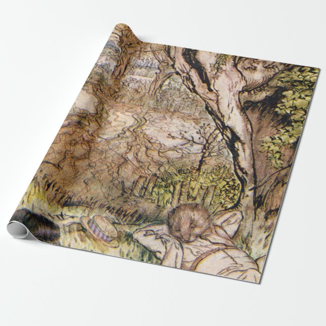 Rat And Mole Have A Picnic - Arthur Rackham Wrapping Paper (Unrolled)