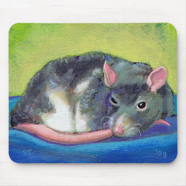 Rat art guardian beautiful smart pet colourful fun mouse mat (Front)