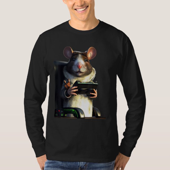 Rat artwork mice with game controller T-Shirt (Front)