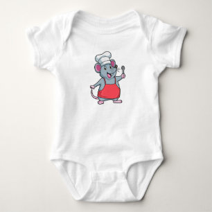 Rat as Chef with Cooking apron & Spoon Baby Bodysuit