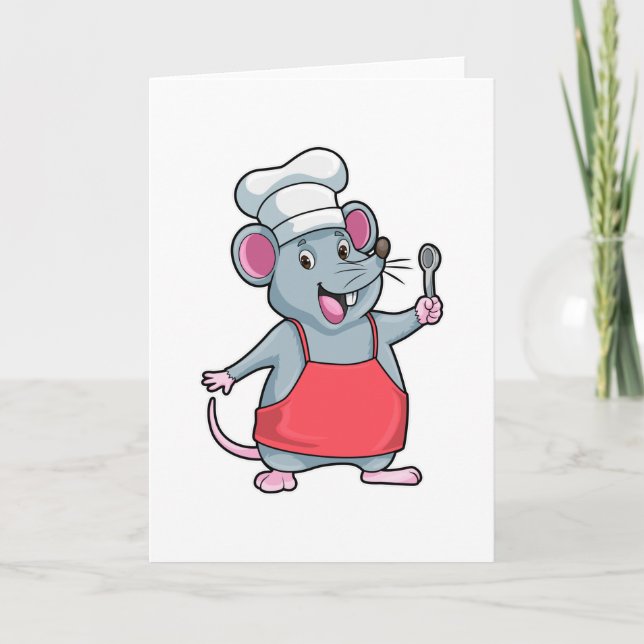 Rat as Chef with Cooking apron & Spoon Card (Front)